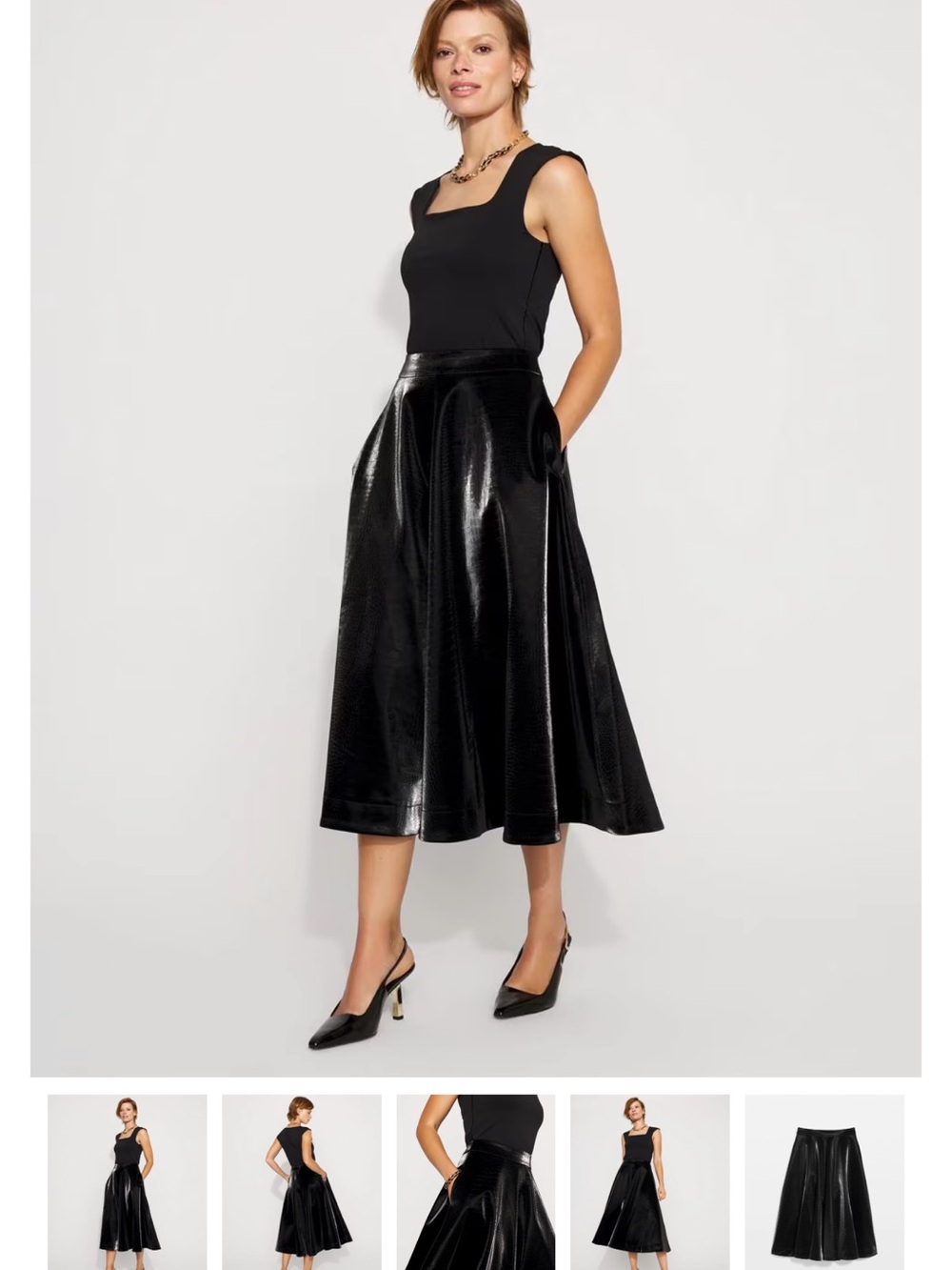 White House Black Market Faux croc A-line Midi Skirt